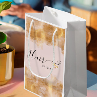 Eleganter Friseur Goldschere Friseurin Rosa Kleine Geschenktüte