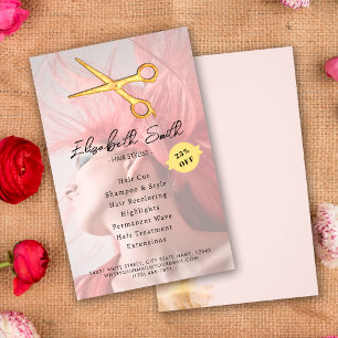 Eleganter Friseur Haare Gold Schere Chic Pink Flyer