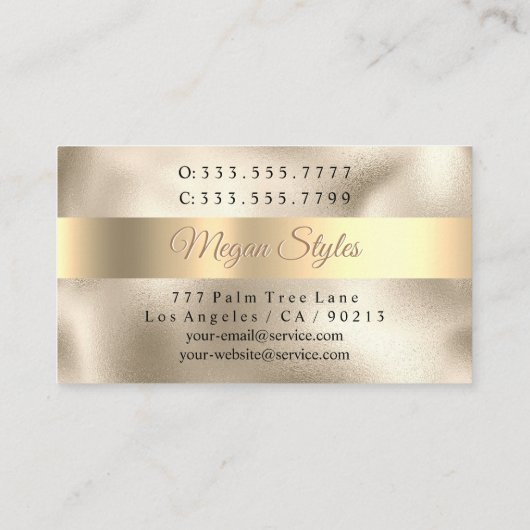 Eleganter Friseur & Makeup Salon, DIY Name Gold/Go Visitenkarte (Rückseite)