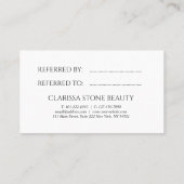 Eleganter Friseursalon der modernen Rose Empfehlungskarte (Rückseite)