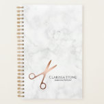 Eleganter Friseursalon der modernen Rose Planer<br><div class="desc">Modernes und elegantes Design für Friseursalons mit Imitaten Rose Goldschere,  eleganter Kalligraphie Schriftart und weißem Marmorhintergrund.</div>