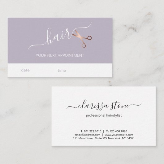 Eleganter Friseursalon der modernen Rose Terminkarte (Vorne/Hinten)