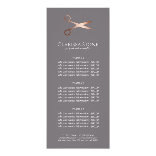 Eleganter Friseursalon der modernen Rose Werbekarte (Vorne)