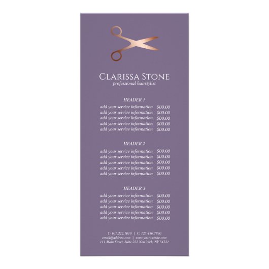 Eleganter Friseursalon der modernen Rose Werbekarte (Vorne)
