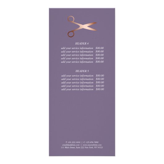 Eleganter Friseursalon der modernen Rose Werbekarte (Hinten)