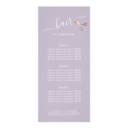 Eleganter Friseursalon der modernen Rose Werbekarte (Vorne)