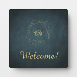 Eleganter Friseursalon und Goldbarren Fotoplatte