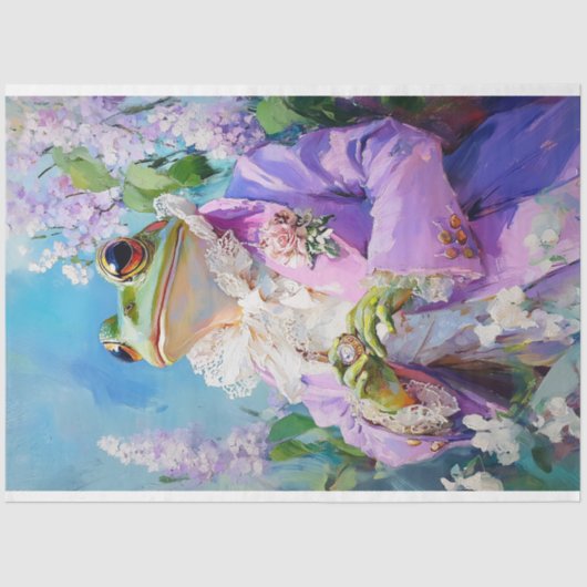 Eleganter Frog in Lavendel Frühlingsdekoupage Seidenpapier (Vorderseite)