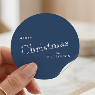 Eleganter Frohe Weihnachten Familienname Personali Runder Aufkleber