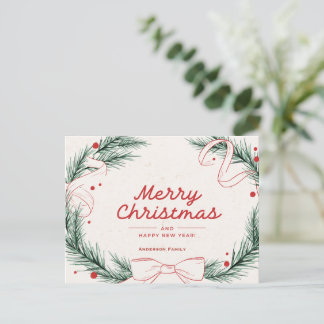 Eleganter Frohe Weihnachten Stechpalmenkranz Famil