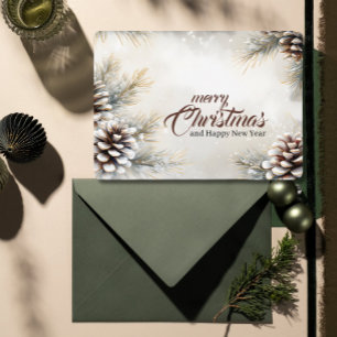 Eleganter Frohe Weihnachten Zapfen Immergrüner Zwe