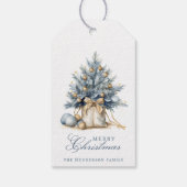 Eleganter Frohe Weihnachtsbaum Gold Blauer Individ Geschenkanhänger (Rückseite)