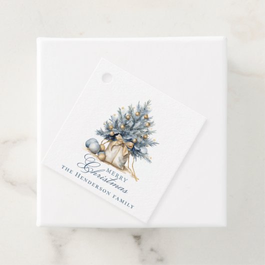 Eleganter Frohe Weihnachtsbaum Gold Blauer Individ Geschenkanhänger (Beispiel)