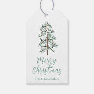 Eleganter Frohe Weihnachtsbaum Grüne Personalisier Geschenkanhänger