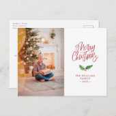 Eleganter froher Weihnachten Einfaches Foto Urlaub Postkarte (Vorne/Hinten)