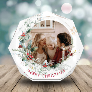 Eleganter froher Weihnachtskranz Foto Block