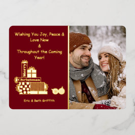 Eleganter froher Weihnachtsstack von Presents Foto Folien Feiertagskarte