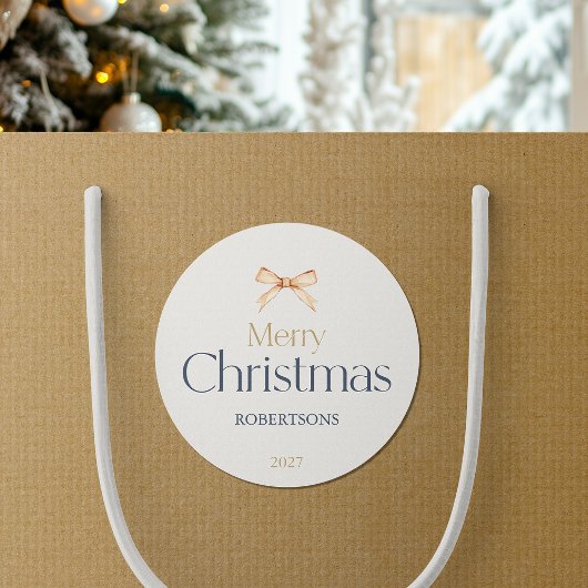 Eleganter froher Weihnachtssticker mit Goldbug Runder Aufkleber