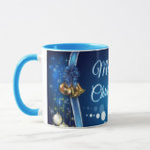 Eleganter froher Weihnachtsurlaub Xmas Blue Coffee Tasse (Links)
