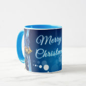 Eleganter froher Weihnachtsurlaub Xmas Blue Coffee Tasse (Vorderseite Links)