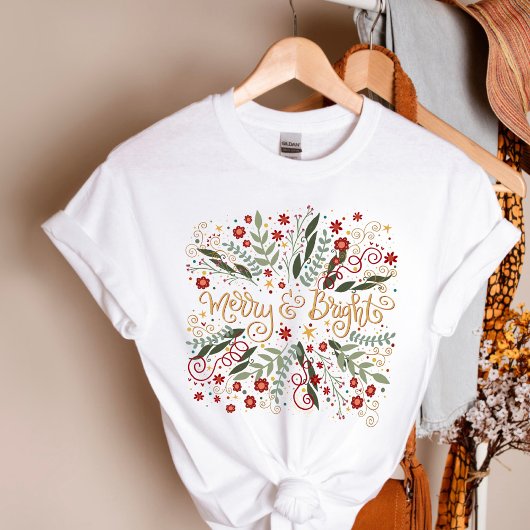 Eleganter, fröhlicher und heller Blumenweihnachtsu T-Shirt