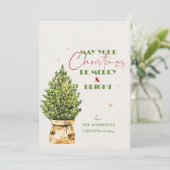 Eleganter, fröhlicher und heller Weihnachtsbaum Feiertagskarte (Stehend Vorderseite)