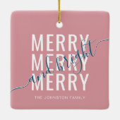 Eleganter fröhlicher und heller Weihnachtsurlaub Keramikornament (Rückseite)