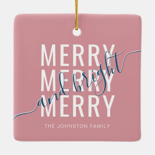 Eleganter fröhlicher und heller Weihnachtsurlaub Keramikornament (Rückseite)