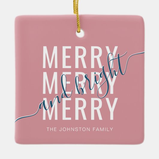 Eleganter fröhlicher und heller Weihnachtsurlaub Keramikornament (Vorderseite)