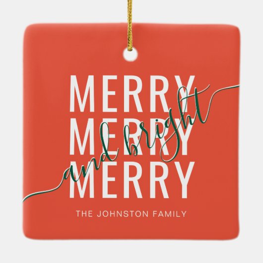 Eleganter fröhlicher und heller Weihnachtsurlaub Keramikornament (Rückseite)