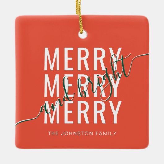 Eleganter fröhlicher und heller Weihnachtsurlaub Keramikornament (Vorderseite)