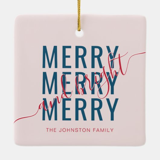 Eleganter fröhlicher und heller Weihnachtsurlaub Keramikornament (Rückseite)