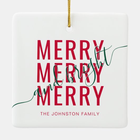 Eleganter fröhlicher und heller Weihnachtsurlaub Keramikornament (Rückseite)