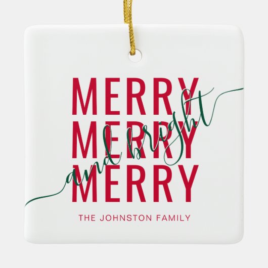 Eleganter fröhlicher und heller Weihnachtsurlaub Keramikornament (Vorderseite)