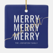 Eleganter fröhlicher und heller Weihnachtsurlaub Keramikornament (Rückseite)