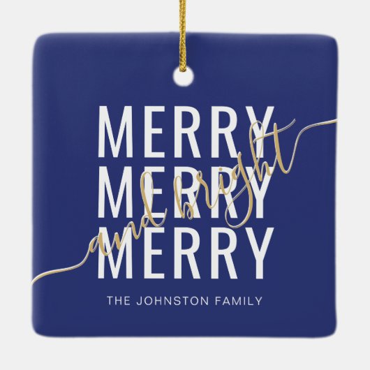 Eleganter fröhlicher und heller Weihnachtsurlaub Keramikornament (Rückseite)