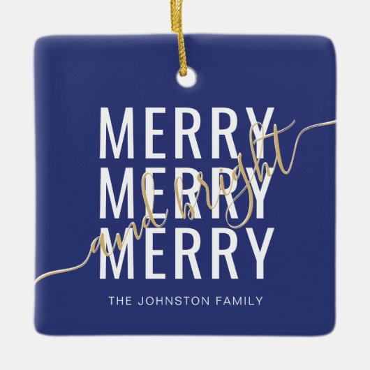 Eleganter fröhlicher und heller Weihnachtsurlaub Keramikornament (Vorderseite)