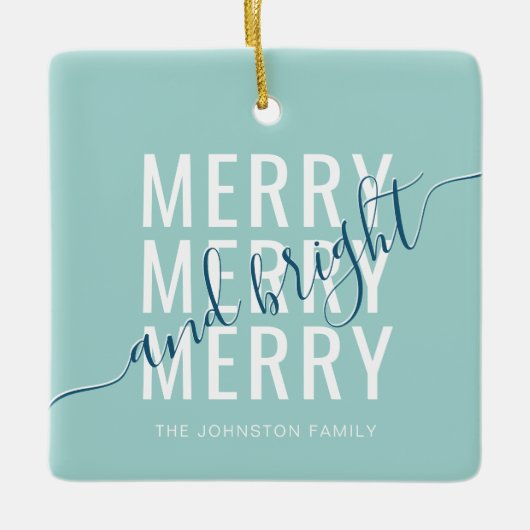 Eleganter fröhlicher und heller Weihnachtsurlaub Keramikornament (Vorderseite)