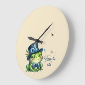 Eleganter Frosch - Zeit zum Essen Große Wanduhr (Winkel)