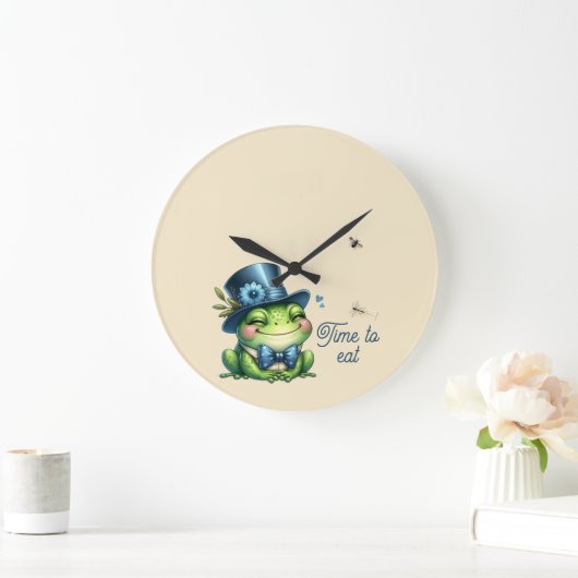 Eleganter Frosch - Zeit zum Essen Große Wanduhr (Zuhause)