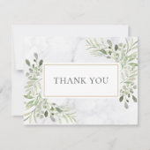 Eleganter Frühling Blätter Weißes Marmorgeschäft Dankeskarte (Vorderseite)