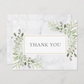 Eleganter Frühling Blätter Weißes Marmorgeschäft Dankeskarte (Vorne/Hinten)