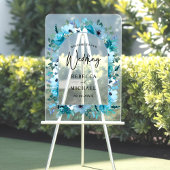 Eleganter Frühling dusty Blue Blues Hochzeitsempfa Acrylschild