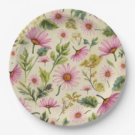 Eleganter Frühling Floral Pappteller (Vorderseite)