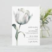 Eleganter Frühling Moderne Hochzeit mit weißer Blü Einladung (Stehend Vorderseite)