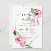 Eleganter Frühling Pink Poppy Floral Einladung (Vorderseite)