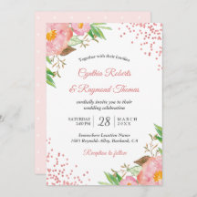 Eleganter Frühling Rosa Flora Confetti Wedding