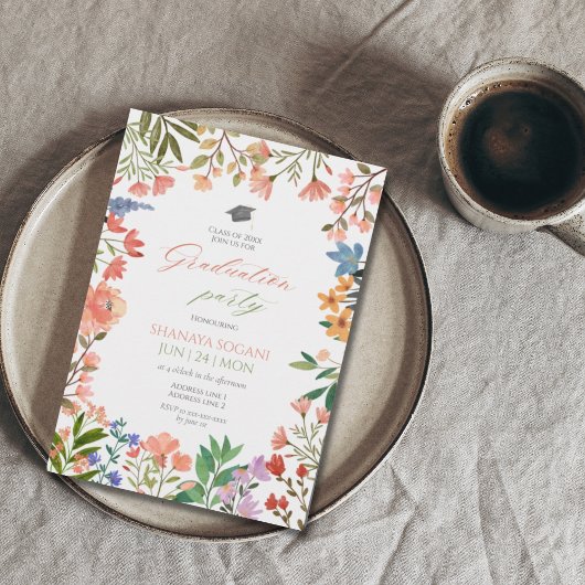 Eleganter Frühling Wildblume Garten Abschluss Einladung