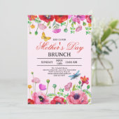 Eleganter Frühling Wildblume Rosa Muttertag Brunch Einladung (Stehend Vorderseite)