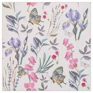 Eleganter Frühlingsblumen-Schmetterling Stoff